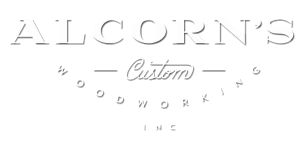 Alcorn's Custom Woodworking logo white